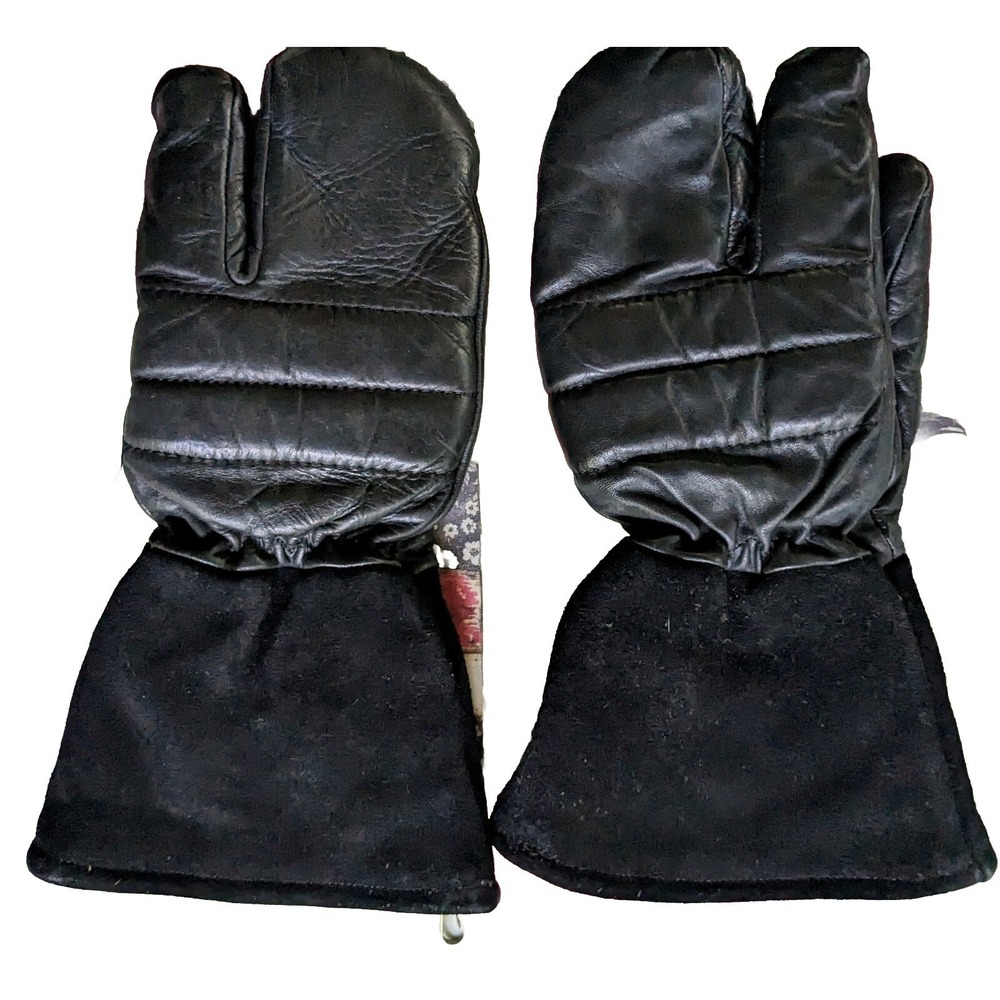 Vintage Kurt Men's Sz S Fleece Lined BLACK Gloves Winter Snow Johnstown PA USA